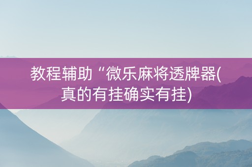教程辅助“微乐麻将透牌器(真的有挂确实有挂)