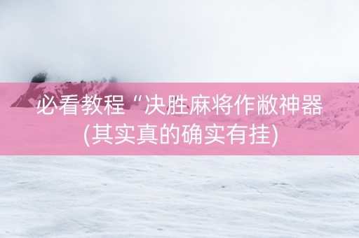 必看教程“决胜麻将作敝神器(其实真的确实有挂)