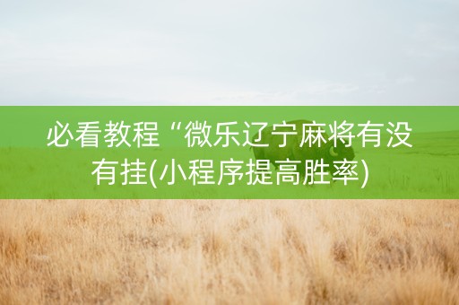 必看教程“微乐辽宁麻将有没有挂(小程序提高胜率)