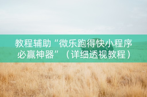 教程辅助“微乐跑得快小程序必赢神器”（详细透视教程）-哔哩哔哩