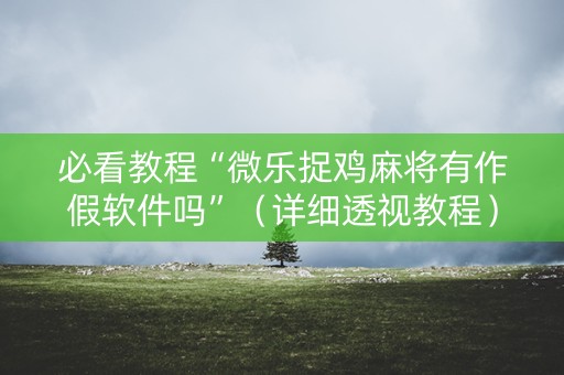 必看教程“微乐捉鸡麻将有作假软件吗”（详细透视教程）-哔哩哔哩