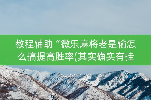 教程辅助“微乐麻将老是输怎么搞提高胜率(其实确实有挂)