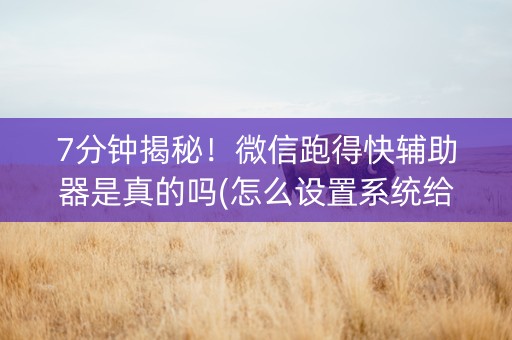 7分钟揭秘！微信跑得快辅助器是真的吗(怎么设置系统给你好牌)