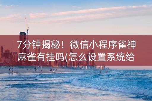 7分钟揭秘！微信小程序雀神麻雀有挂吗(怎么设置系统给你好牌)