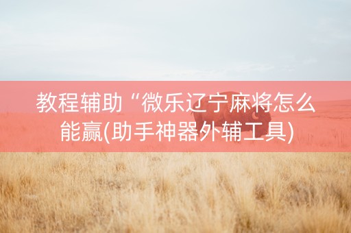 教程辅助“微乐辽宁麻将怎么能赢(助手神器外辅工具)