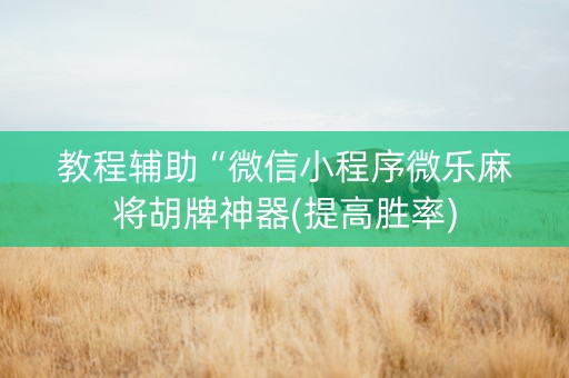 教程辅助“微信小程序微乐麻将胡牌神器(提高胜率)