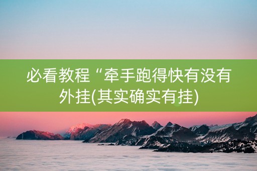 必看教程“牵手跑得快有没有外挂(其实确实有挂)