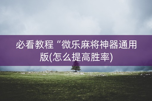 必看教程“微乐麻将神器通用版(怎么提高胜率)