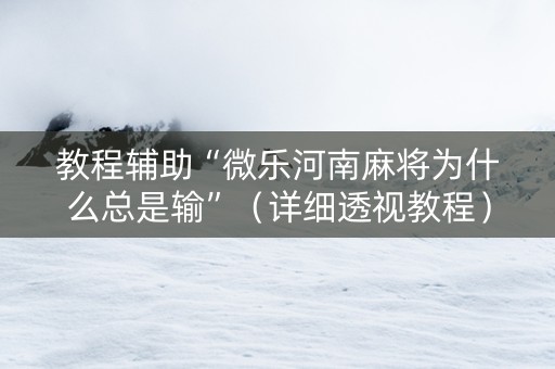 教程辅助“微乐河南麻将为什么总是输”（详细透视教程）-哔哩哔哩
