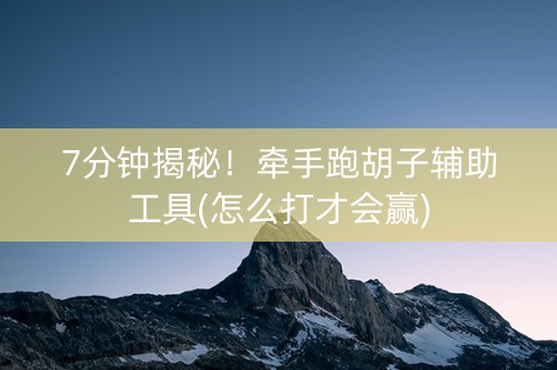 7分钟揭秘！牵手跑胡子辅助工具(怎么打才会赢)