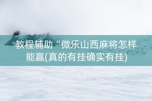 教程辅助“微乐山西麻将怎样能赢(真的有挂确实有挂)