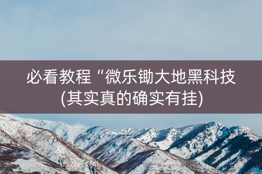 必看教程“微乐锄大地黑科技(其实真的确实有挂)