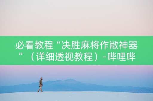 必看教程“决胜麻将作敝神器”（详细透视教程）-哔哩哔哩