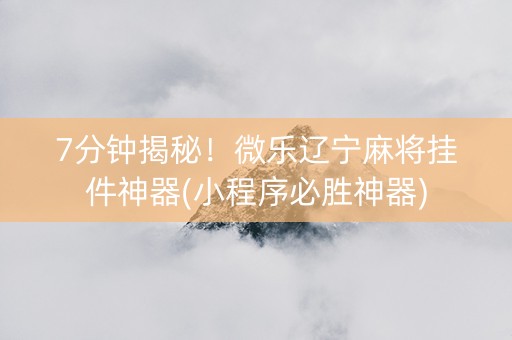 7分钟揭秘！微乐辽宁麻将挂件神器(小程序必胜神器)