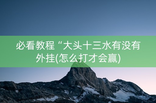 必看教程“大头十三水有没有外挂(怎么打才会赢)
