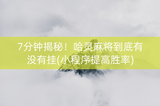 7分钟揭秘！哈灵麻将到底有没有挂(小程序提高胜率)