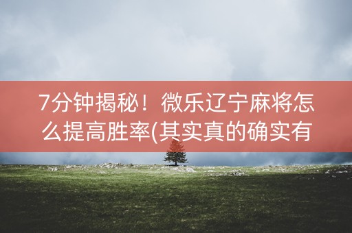 7分钟揭秘！微乐辽宁麻将怎么提高胜率(其实真的确实有挂)