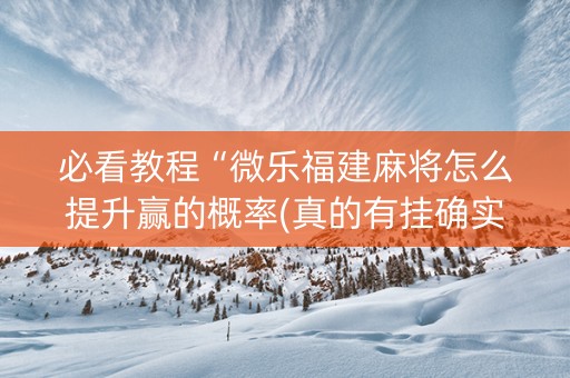 必看教程“微乐福建麻将怎么提升赢的概率(真的有挂确实有挂)