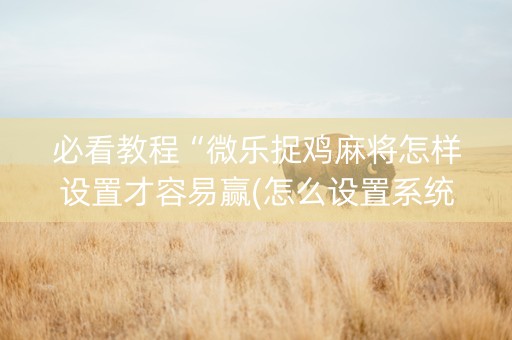 必看教程“微乐捉鸡麻将怎样设置才容易赢(怎么设置系统给你好牌)