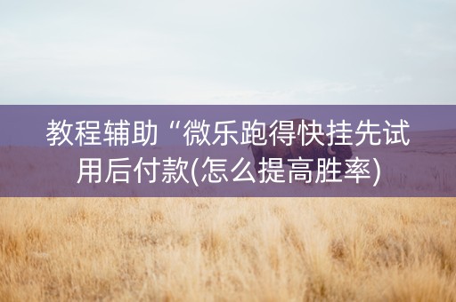 教程辅助“微乐跑得快挂先试用后付款(怎么提高胜率)
