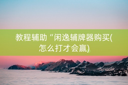 教程辅助“闲逸辅牌器购买(怎么打才会赢)