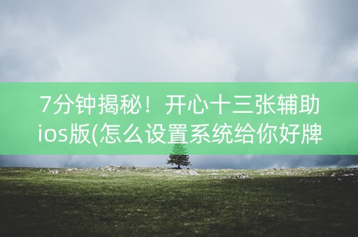 7分钟揭秘！开心十三张辅助ios版(怎么设置系统给你好牌)