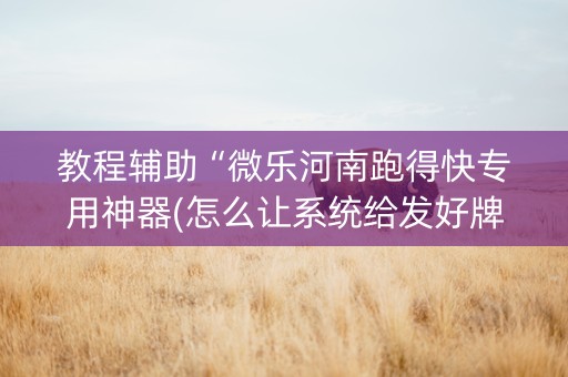 教程辅助“微乐河南跑得快专用神器(怎么让系统给发好牌)