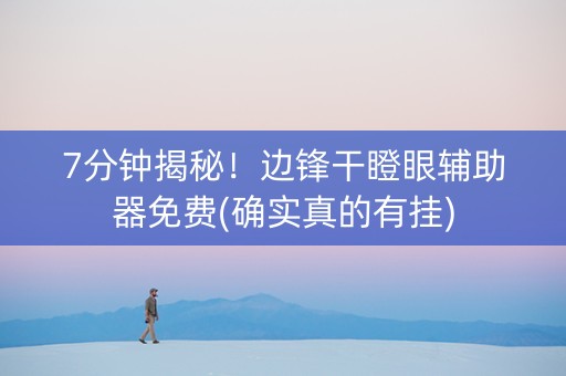 7分钟揭秘！边锋干瞪眼辅助器免费(确实真的有挂)