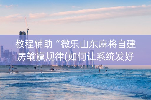 教程辅助“微乐山东麻将自建房输赢规律(如何让系统发好牌)
