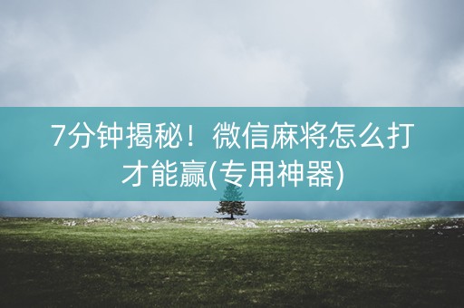 7分钟揭秘！微信麻将怎么打才能赢(专用神器)