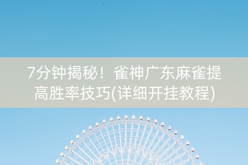 7分钟揭秘！雀神广东麻雀提高胜率技巧(详细开挂教程)