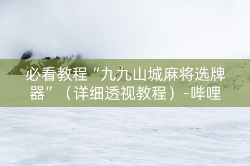 必看教程“九九山城麻将选牌器”（详细透视教程）-哔哩哔哩