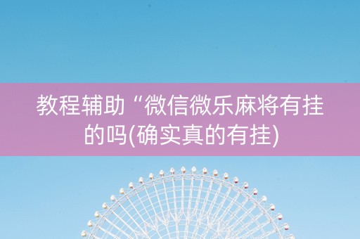 教程辅助“微信微乐麻将有挂的吗(确实真的有挂)