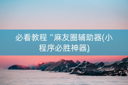 必看教程“麻友圈辅助器(小程序必胜神器)