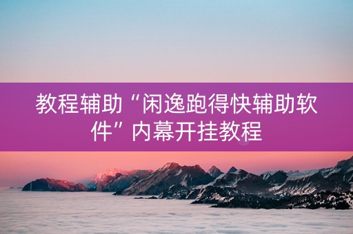 教程辅助“闲逸跑得快辅助软件”内幕开挂教程