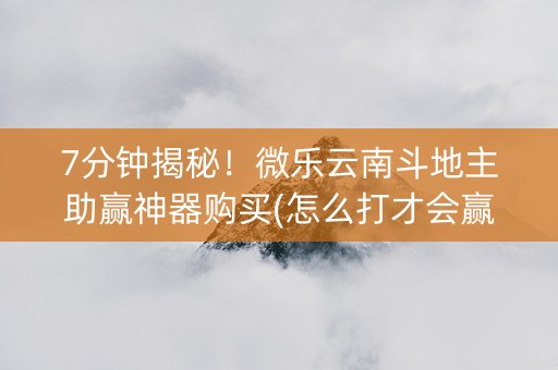 7分钟揭秘！微乐云南斗地主助赢神器购买(怎么打才会赢)