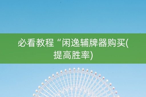 必看教程“闲逸辅牌器购买(提高胜率)