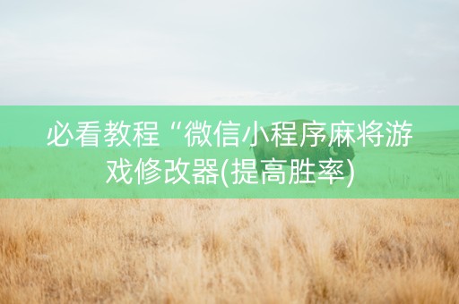 必看教程“微信小程序麻将游戏修改器(提高胜率)