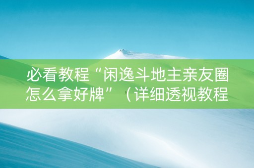 必看教程“闲逸斗地主亲友圈怎么拿好牌”（详细透视教程）-哔哩哔哩