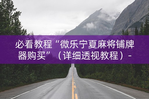 必看教程“微乐宁夏麻将铺牌器购买”（详细透视教程）-哔哩哔哩