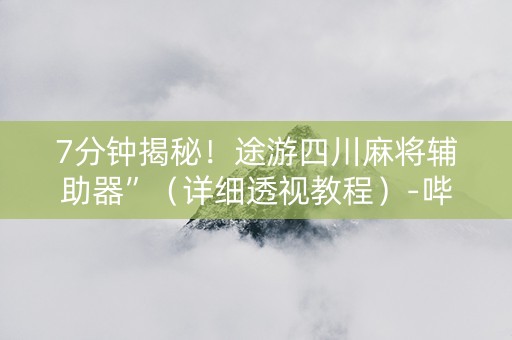 7分钟揭秘！途游四川麻将辅助器”（详细透视教程）-哔哩哔哩