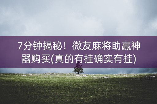 7分钟揭秘！微友麻将助赢神器购买(真的有挂确实有挂)
