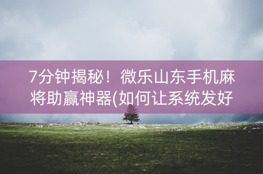 7分钟揭秘！微乐山东手机麻将助赢神器(如何让系统发好牌)