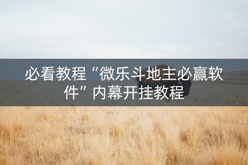 必看教程“微乐斗地主必赢软件”内幕开挂教程