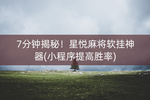 7分钟揭秘！星悦麻将软挂神器(小程序提高胜率)