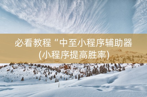 必看教程“中至小程序辅助器(小程序提高胜率)