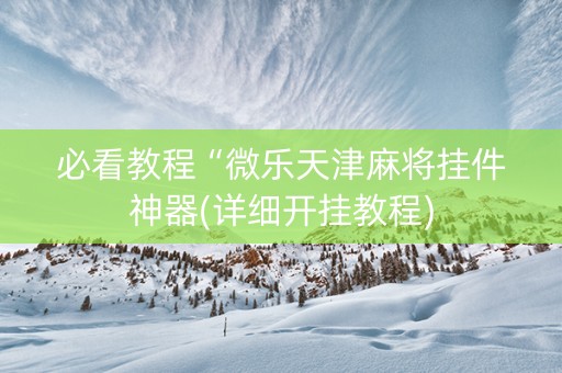 必看教程“微乐天津麻将挂件神器(详细开挂教程)