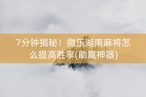 7分钟揭秘！微乐湖南麻将怎么提高胜率(助赢神器)
