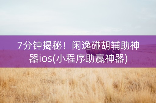 7分钟揭秘！闲逸碰胡辅助神器ios(小程序助赢神器)