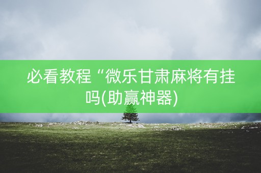 必看教程“微乐甘肃麻将有挂吗(助赢神器)